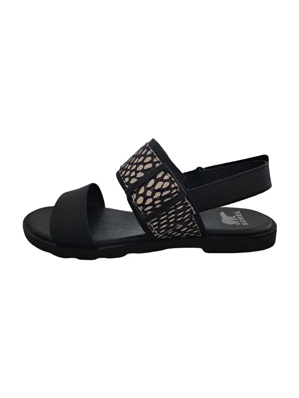Sorel Ella III Leather Black Sandals Womens Size 6 New